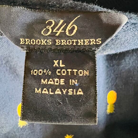 Brooks Brothers Navy Pineapple Print Polo Shirt Mens XL Classic Fit Cotton - Picture 9 of 11